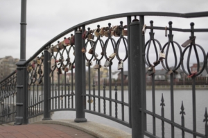 The padlock on a bridge border