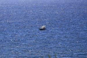 Lonely ship in the sea